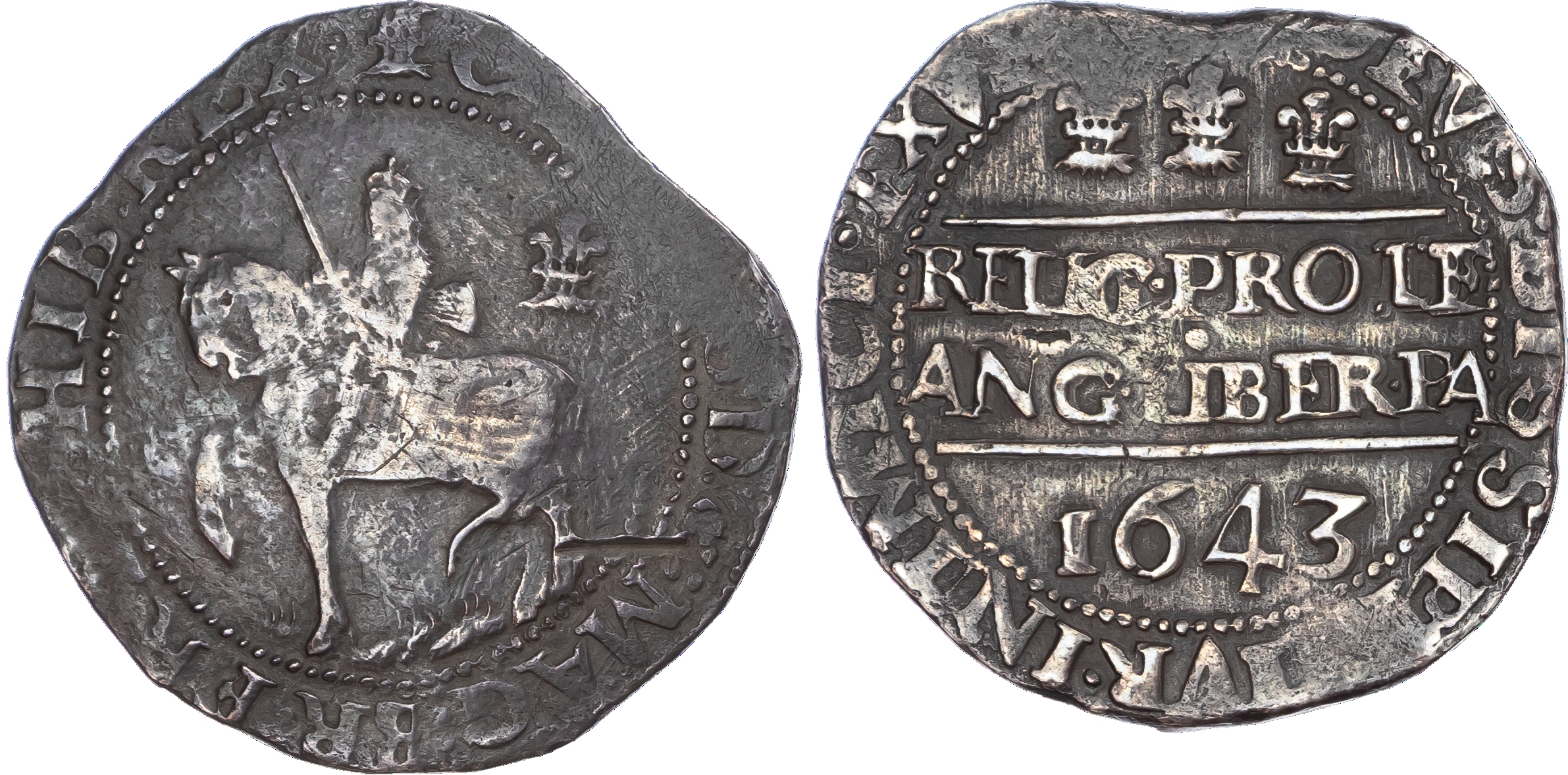 Charles I, (1625 ‑1649), AR Halfcrown, 1643, 14.57gm. Oxford mint,