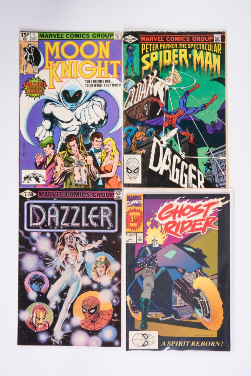 Marvel Comics Collection: Moon Knight, Dazzler, Ghost Rider & Spectacular Spider-Man (Marvel Comics, 1980-90) Total 4