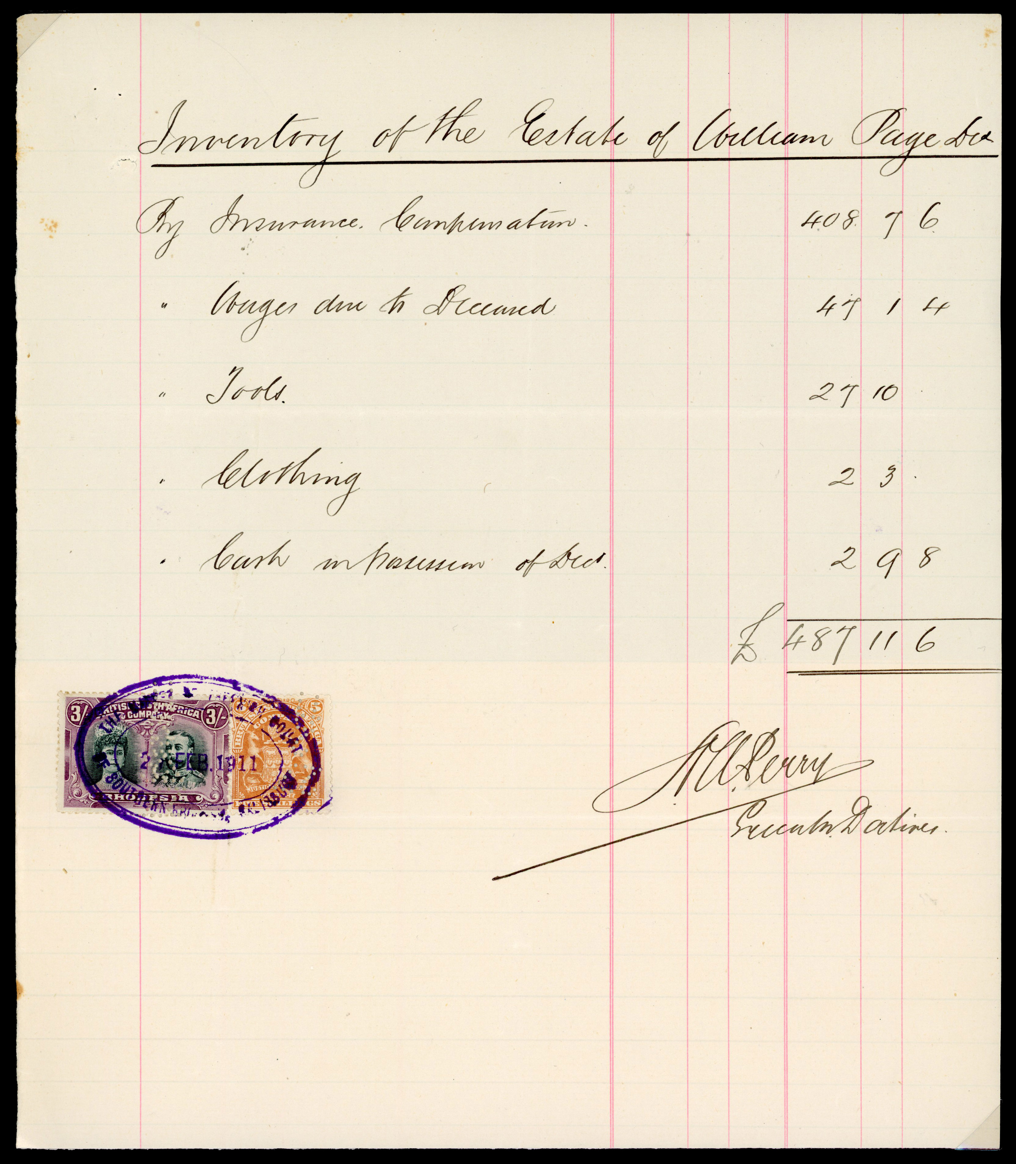 Rhodesia SG 158 and 87 on estate document