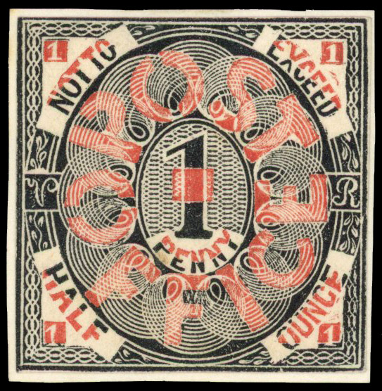 1839 "Whiting" Treasury Essay printed in red & black by Charles Whiting