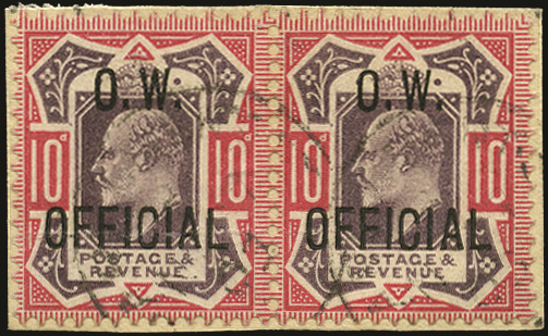 SGO40 1903 10d O.W. Official vfu pair