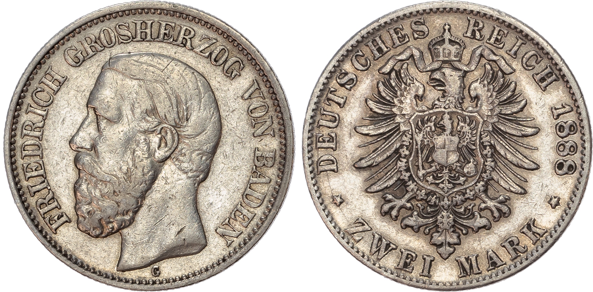 Germany, Baden, Frederick I (1858-1907), silver 2 Marks.