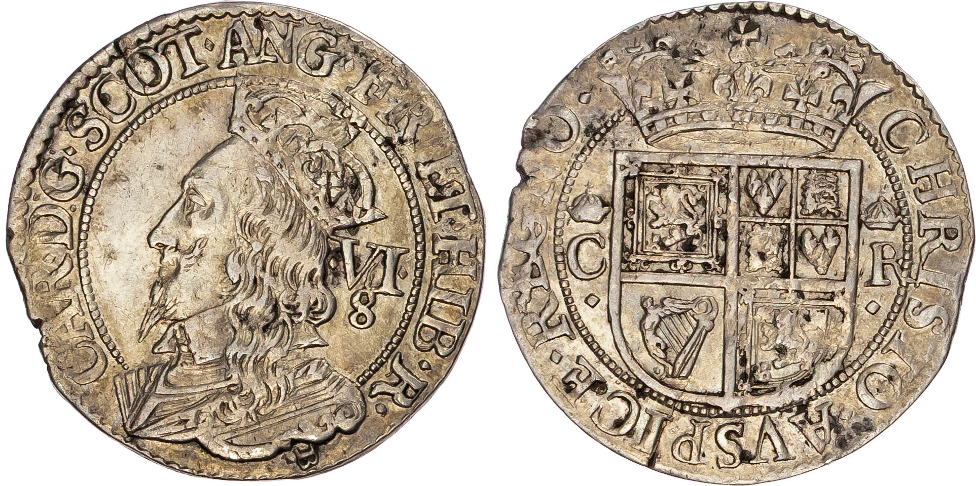 Scotland, Charles I (1625-1649), AR Half Merk, Third Coinage (1637-42), Type I (Briot’s Issue). 