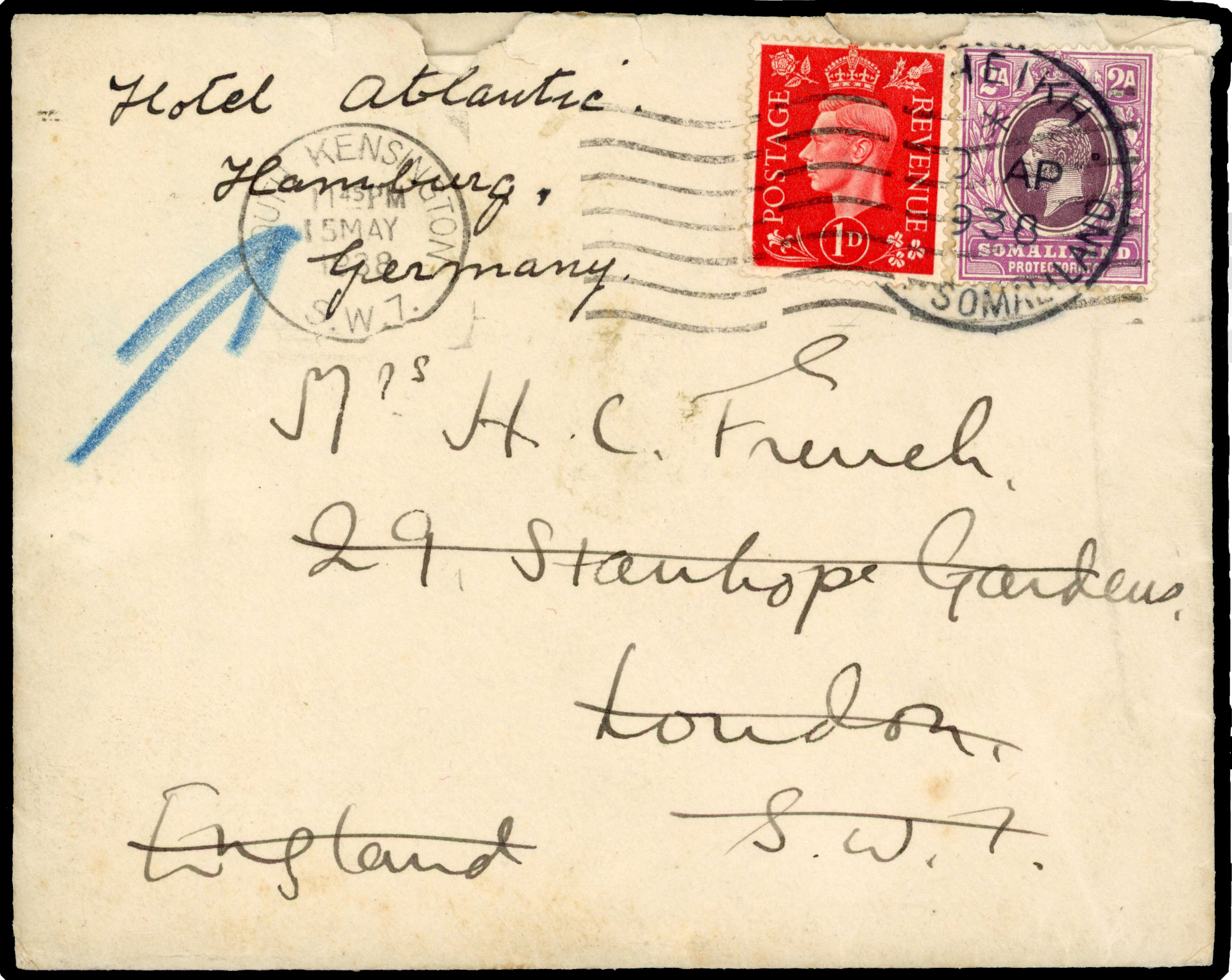 Somaliland 1938 cover Sheikh CDS