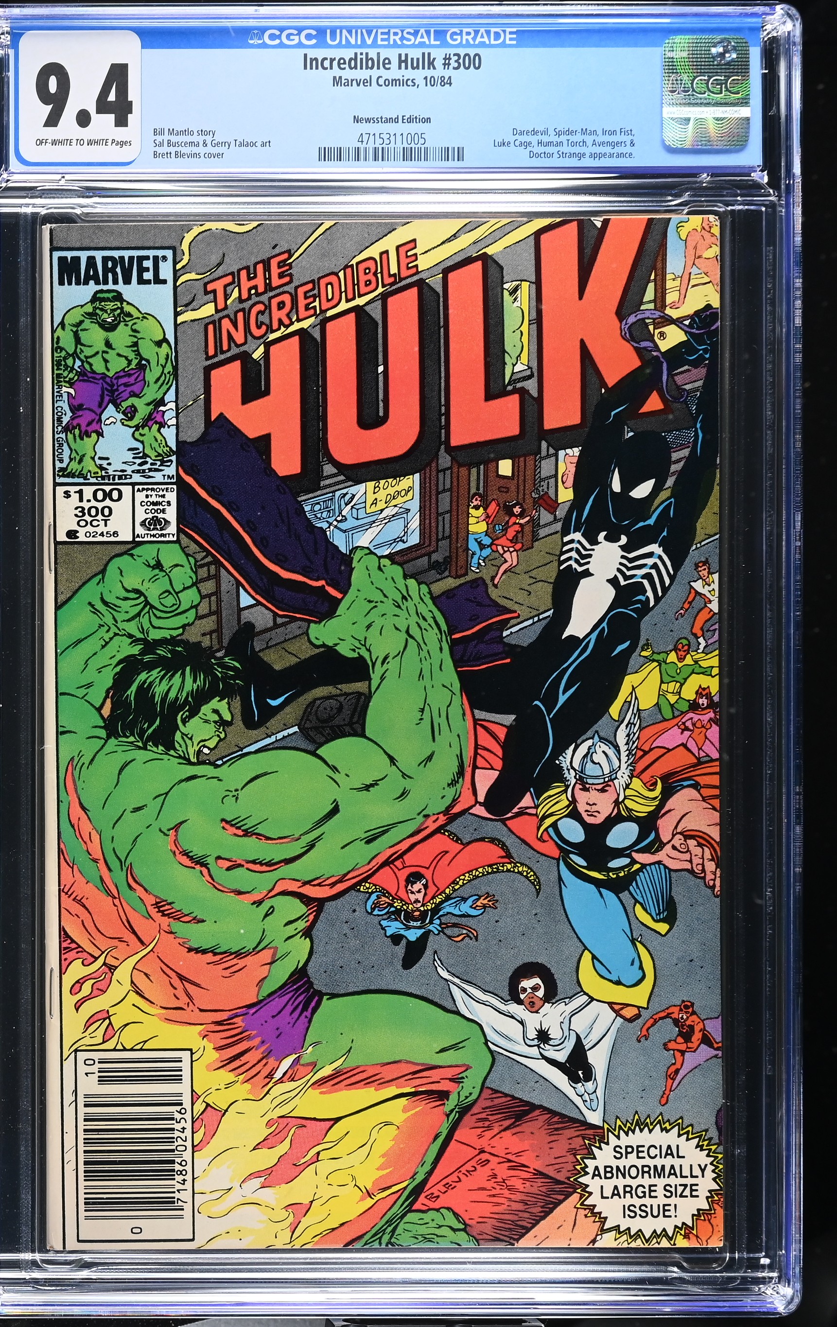 Incredible Hulk #300 CGC 9.4 Early Appearance of Symbiote Spider-Man Suit (Marvel Comics, 1984) Off-White to White Pages