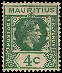 1937 4c dull green with R9/6 RP open 'C', unmounted o.g., brown gum as always from Plate 1.  SG 254a,...