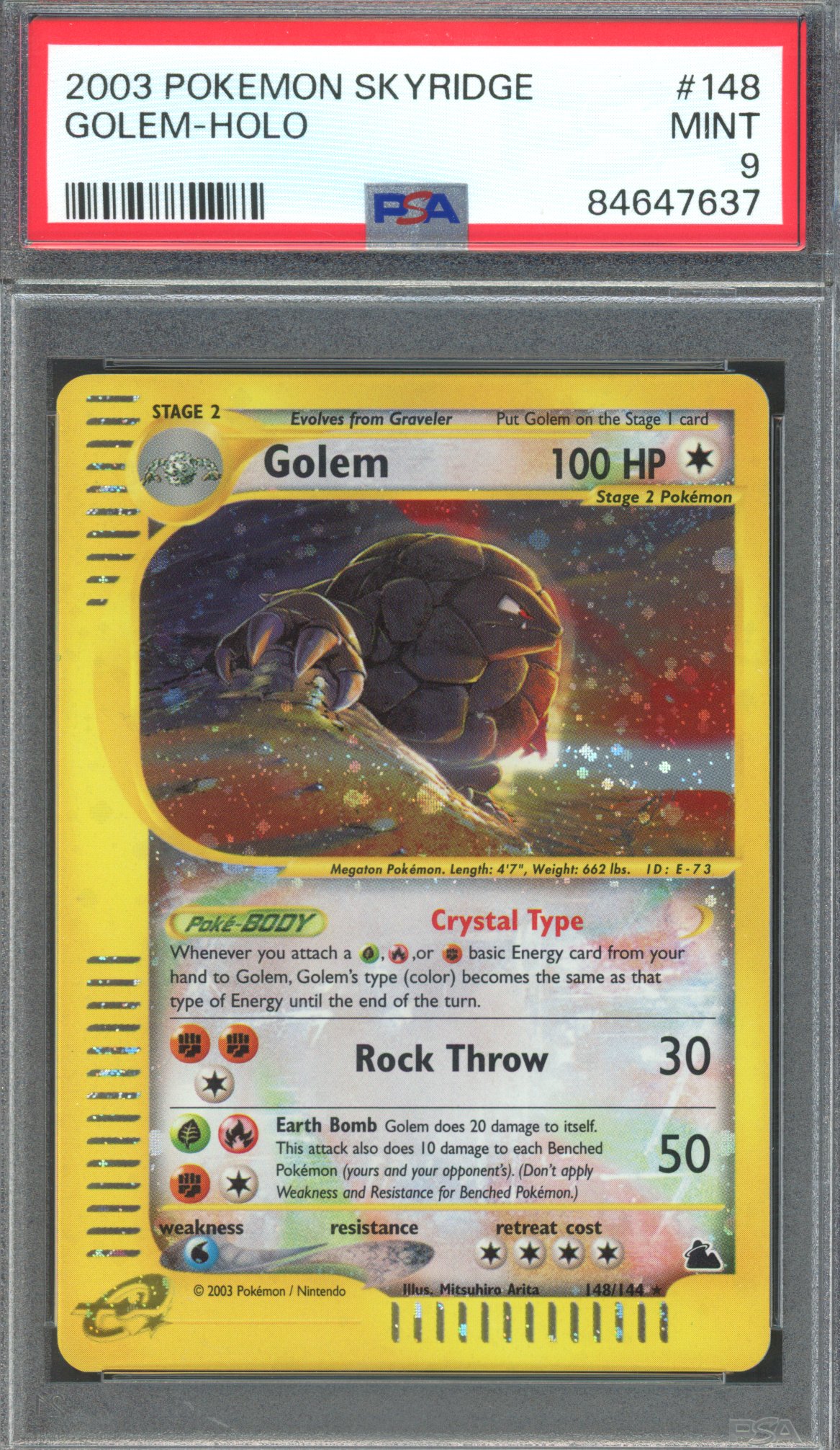 Pokémon TCG - PSA 9 Crystal Golem - Holo #148 - Skyridge