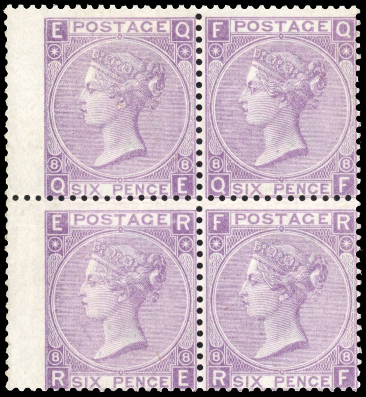 GB SG108 1870 6d dull violet block mint