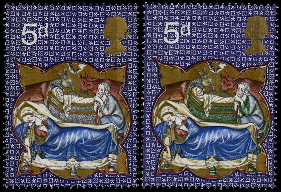 1970 5d Christmas, emerald omitted error,...