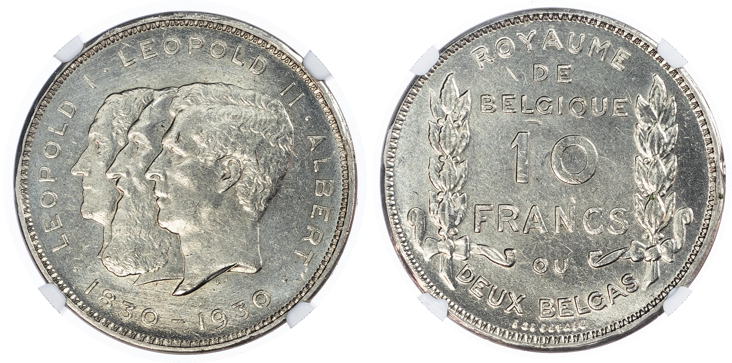 Belgium. Albert I Ni 2 Belga or 10 Francs. 1930. French Text.