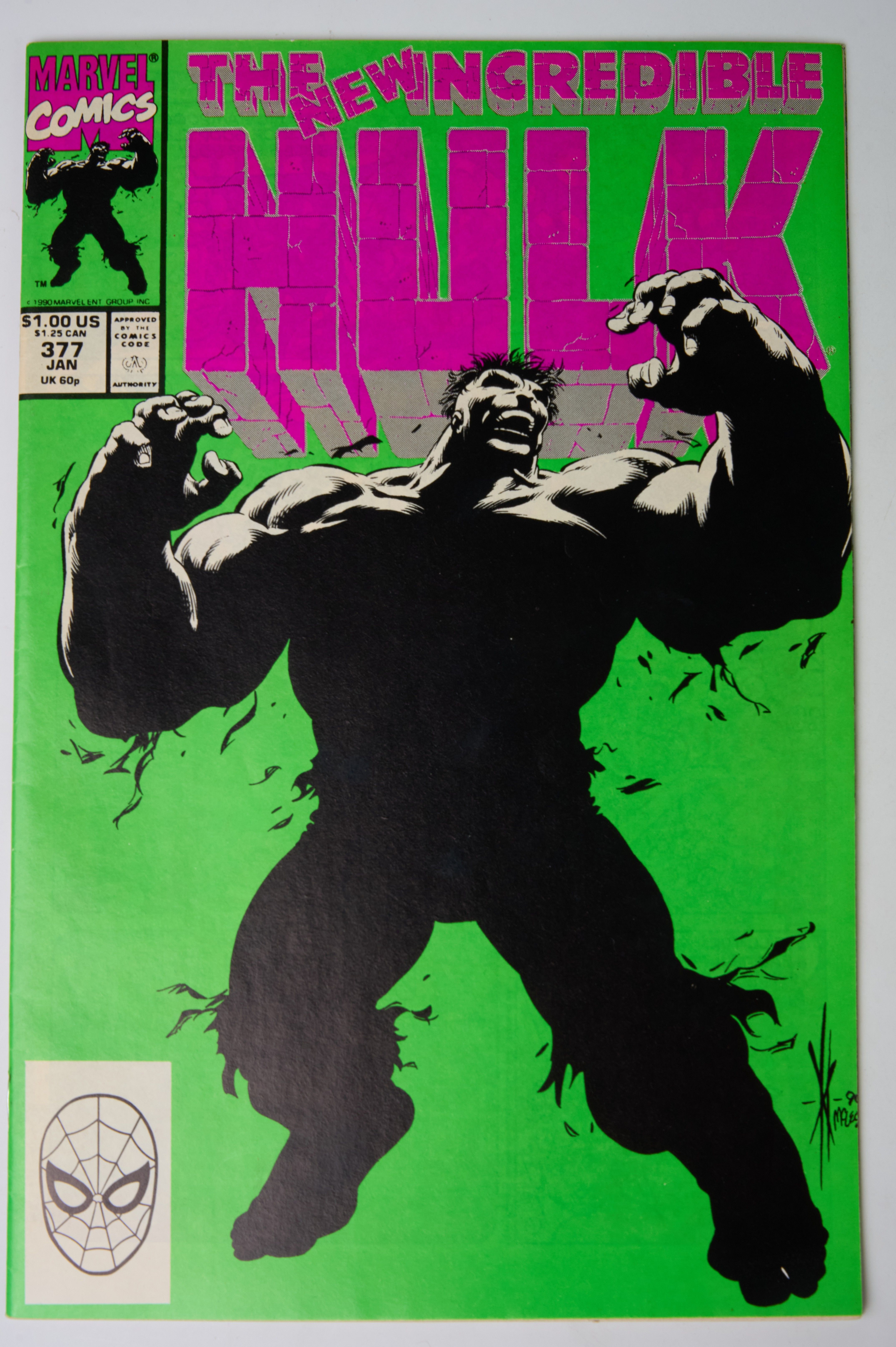 Incredible Hulk #377 "Honey, I Shrunk the Hulk" Cover by Dale Keown (Marvel Comics, 1990) Off White to White Pages