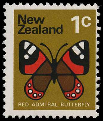 1970 1ct Red Admiral with blue omitted,...