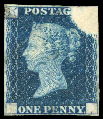 1840 1d Rainbow trial (State 3, Wmk Small Crown). printed in deep blue