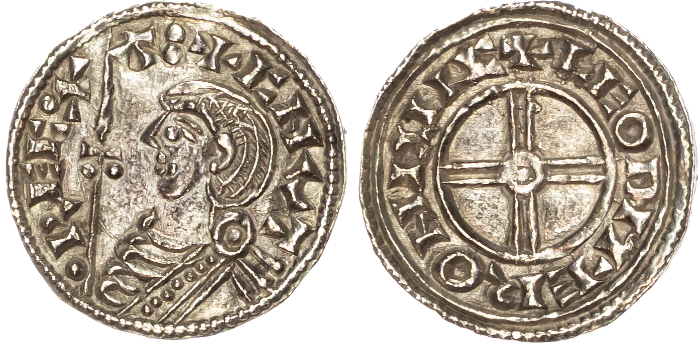 Cnut (1016-1035), AR Penny, Short Cross type (c. 1029-1035/6) Lance Variation, Lincoln mint, Leodmaer as moneyer.