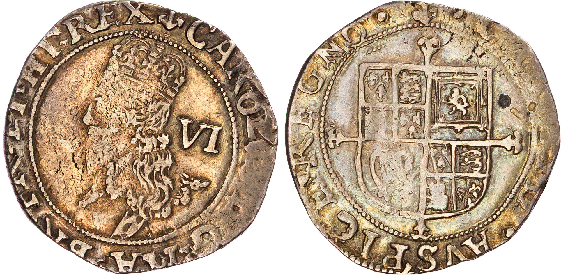 Charles I (1625-1649), AR Sixpence, Group E, type 4.1, Tower mint (under King), mm. anchor (1638-9).