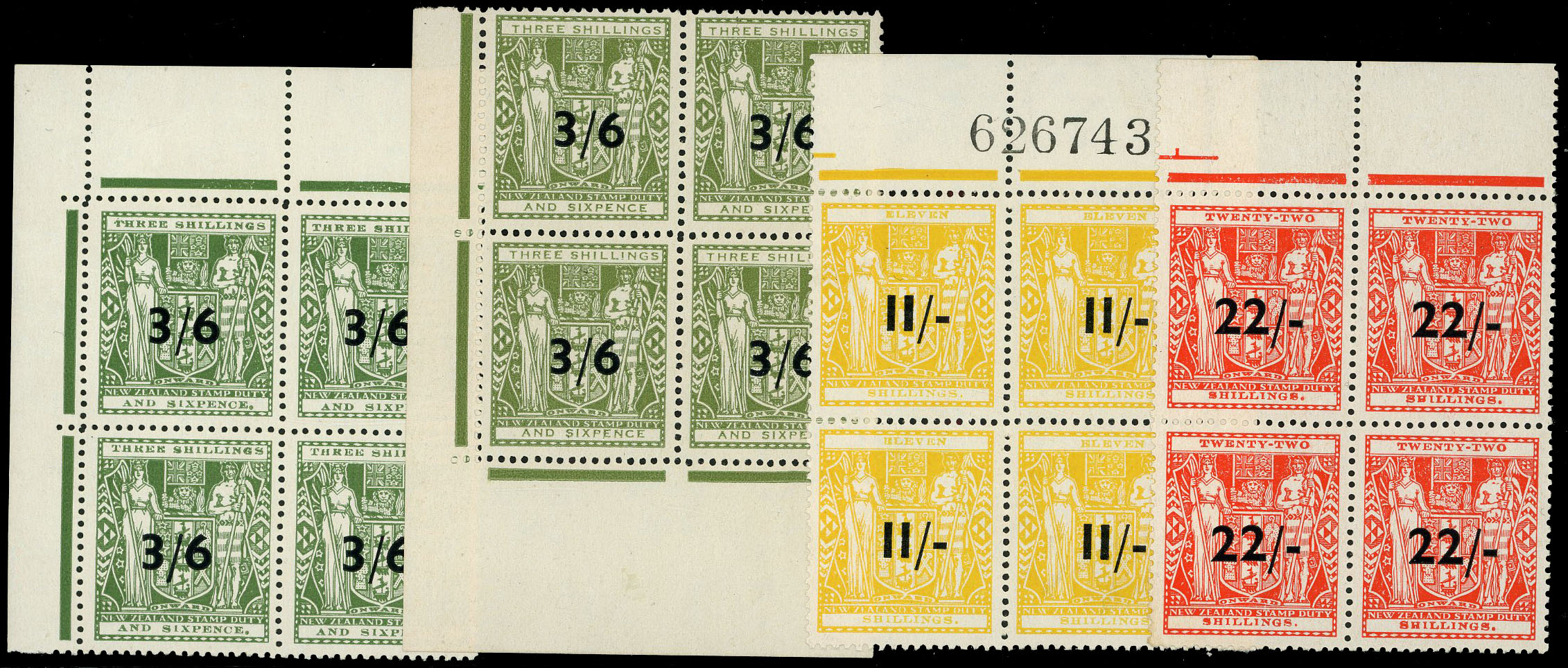 NZ SG F212-3, 215-6 blocks mint