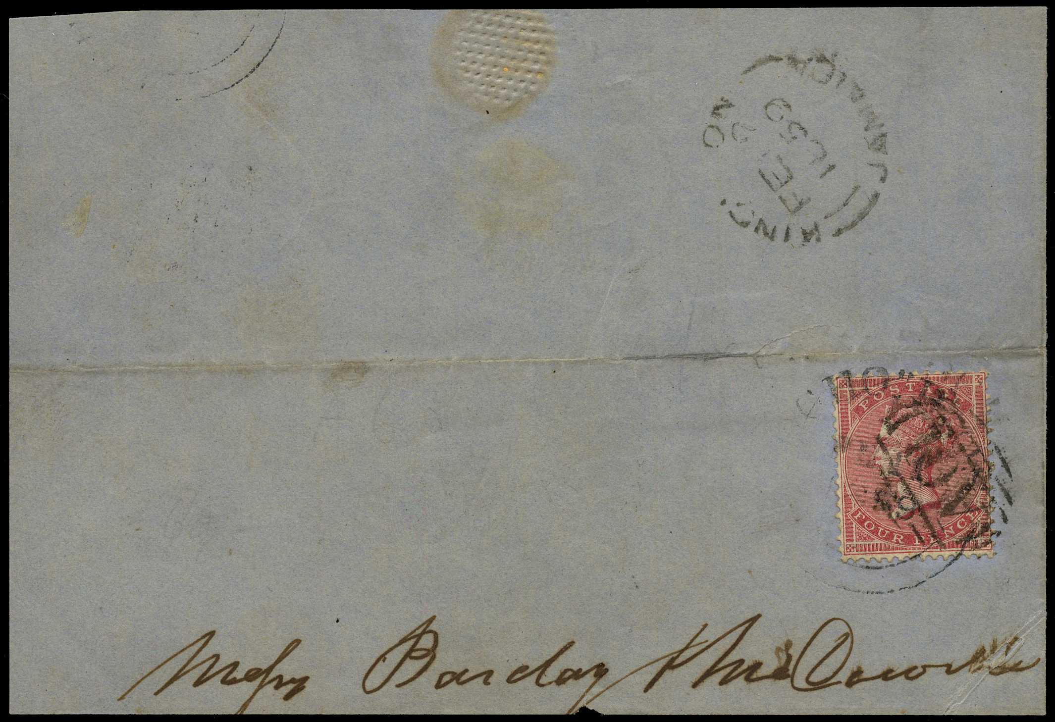 GB USED ABROAD: 1859 Ocho Rios c.d.s cancelling...