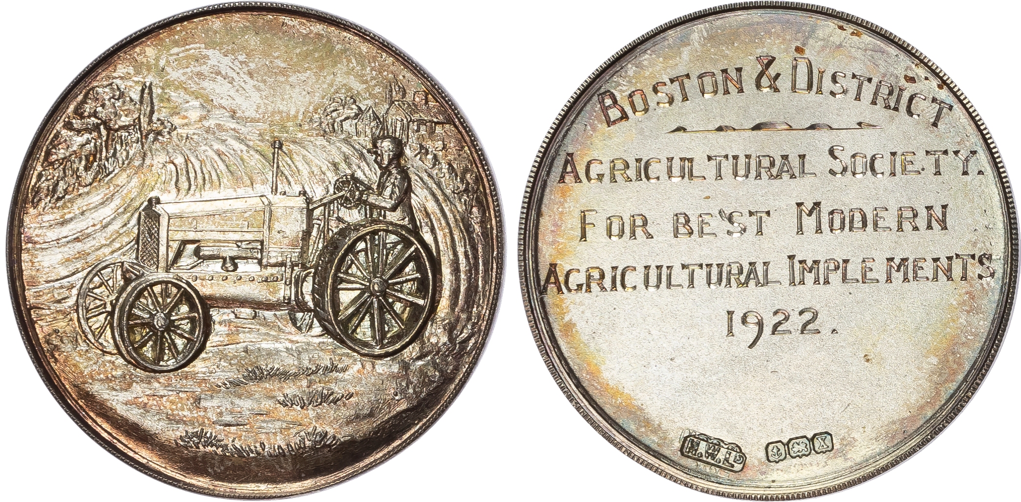 Boston and District Agricultural Society, Prize Medals (4) in Silver and Copper, 1920-1922