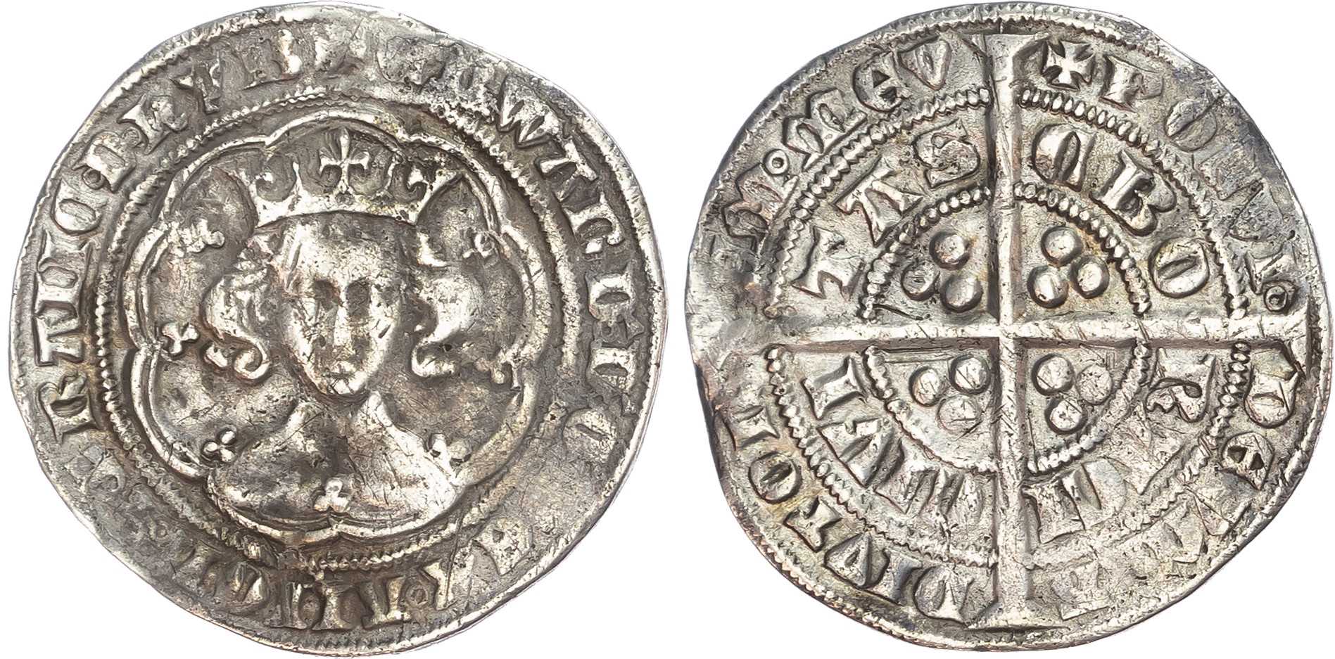 Edward III (1327-1377), Groat, fourth coinage, pre-treaty period, series E.