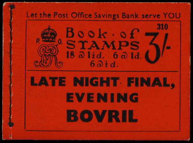 1936 (April) 3/- booklet (#310). Perfs...