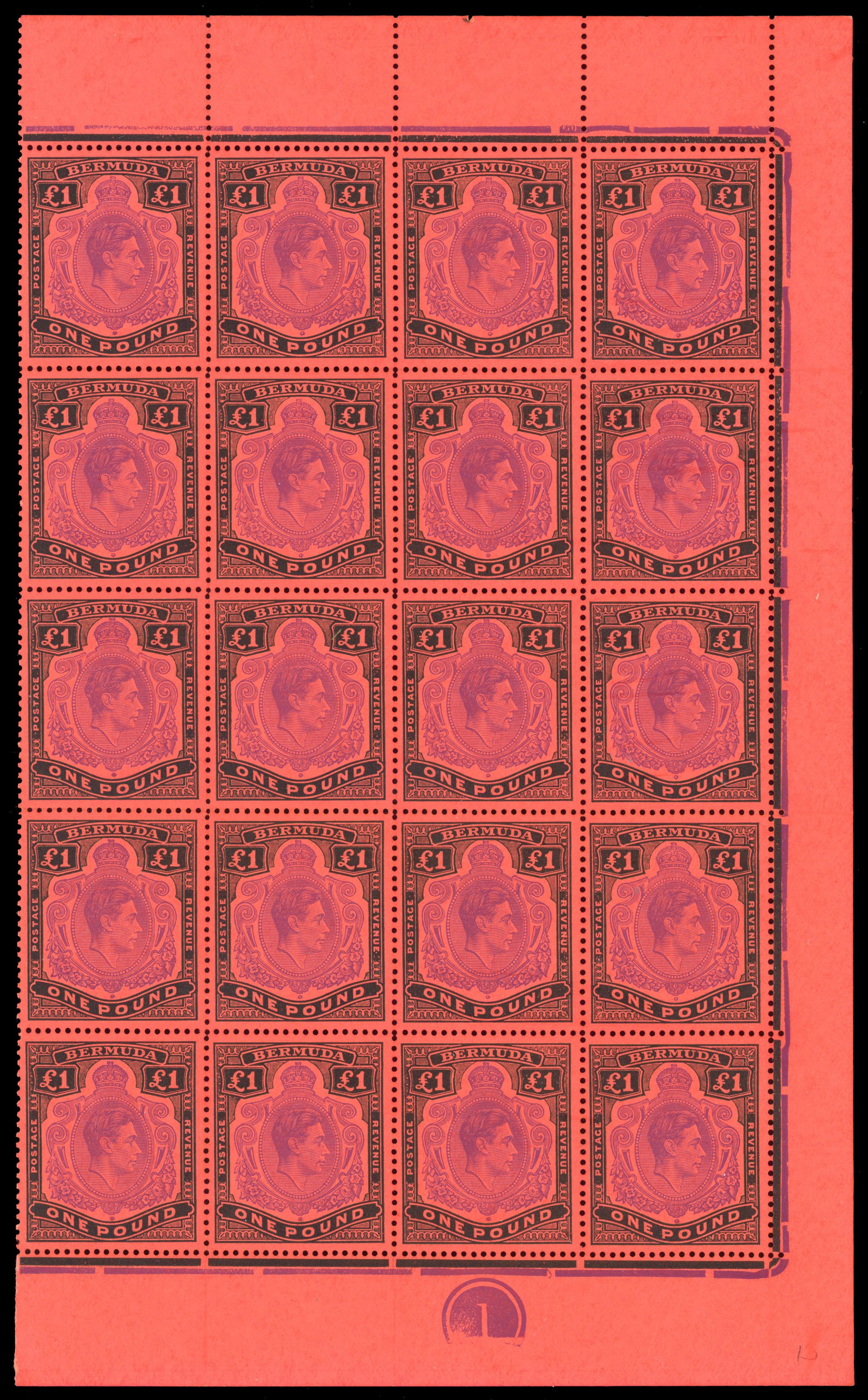 Bermuda SG 121d Plate block mint