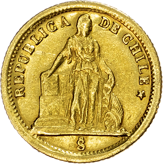 Chile. Santiago AV 1 Peso. 1860 So. 