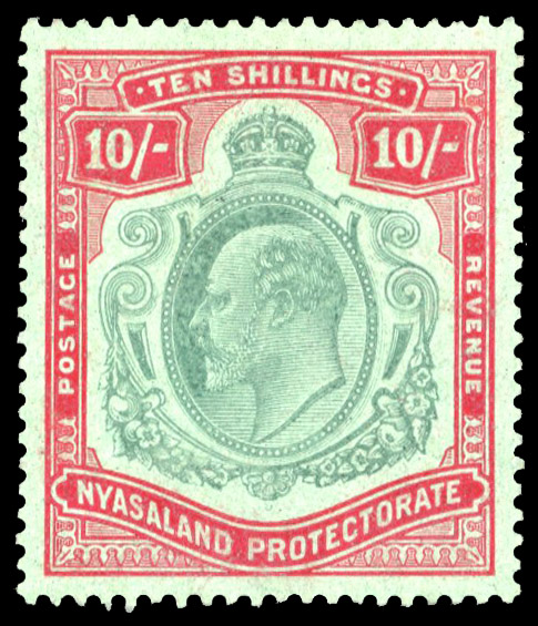 1908-11 10s green and red/green, large part og