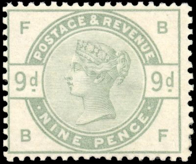 GB 1883-84 9d dull green watermark sideways inverted mint, SG 196Wi