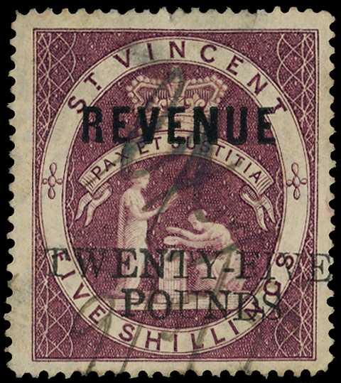 1887-95 'TWENTY-FIVE/ POUNDS' on 5s lilac,...