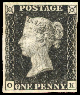 1840 1d black, plate 7 (OK), close to good margins, unused without gum
