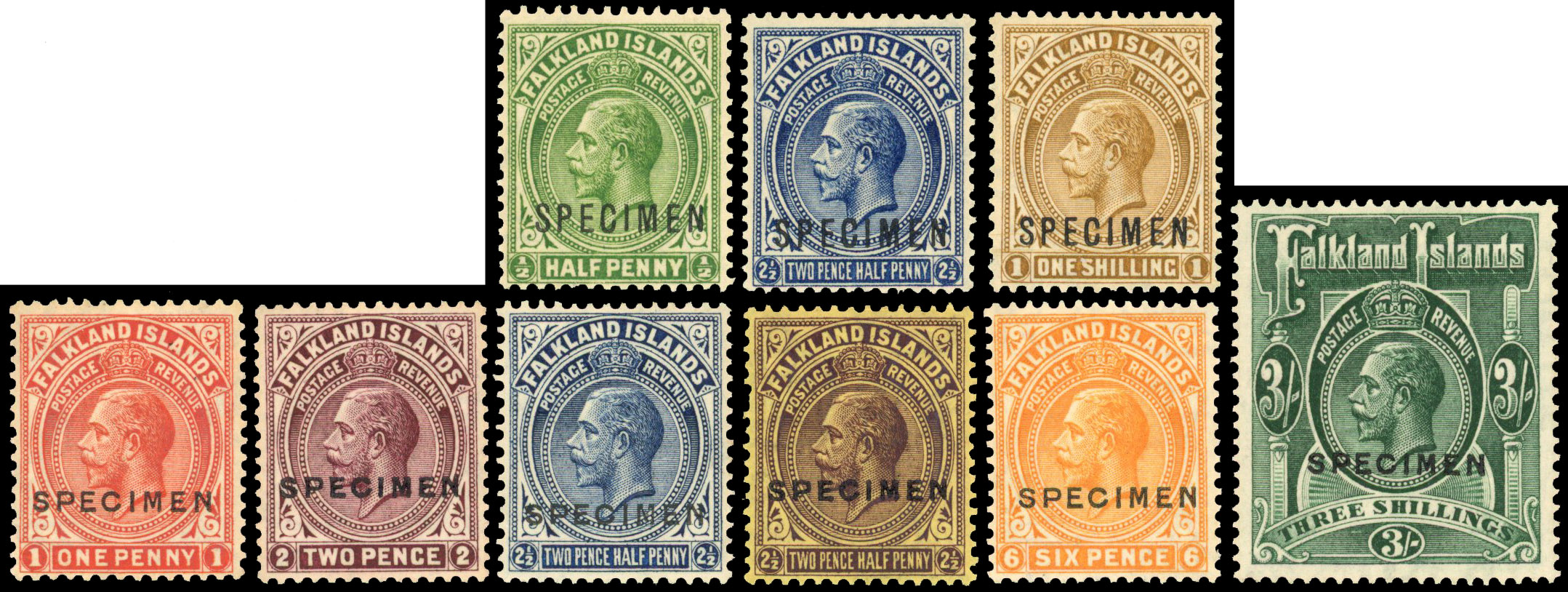 Falkland Islands SG 73s-80s Specimens