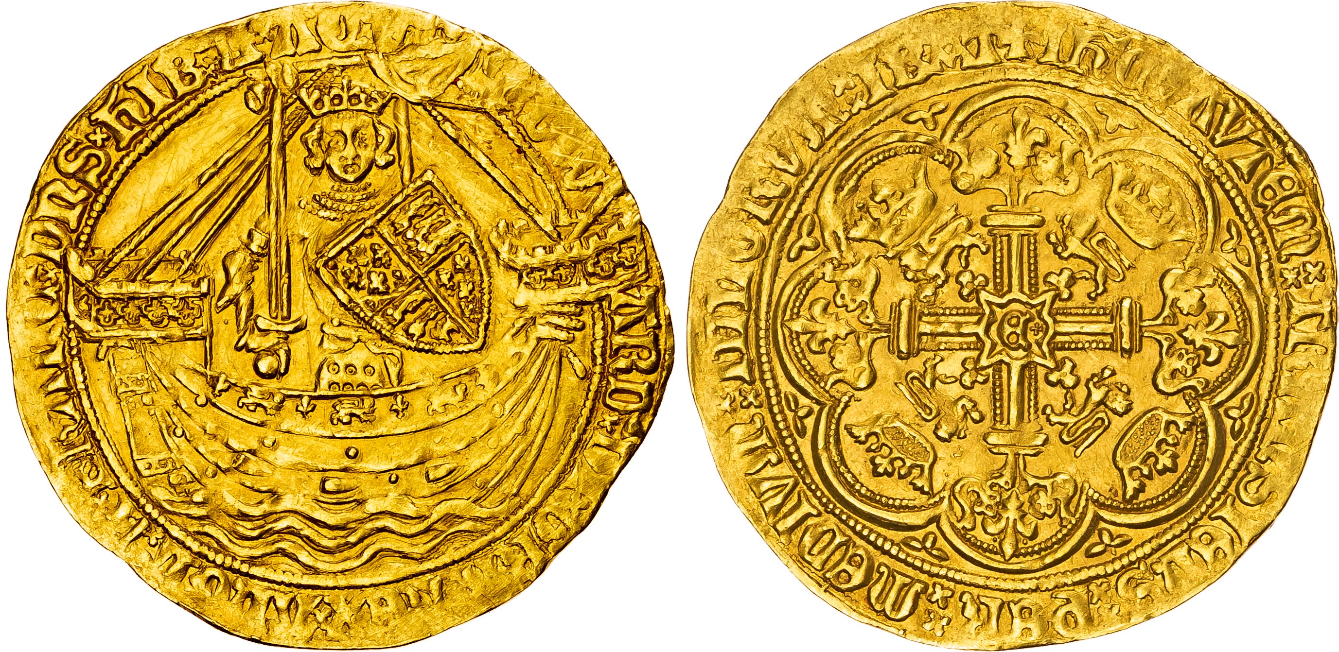 dward III (1327-1377), AV Noble, Fourth Coinage, Post-Treaty Period (1369-77), Tower (London) mint, mm. cross pattée.