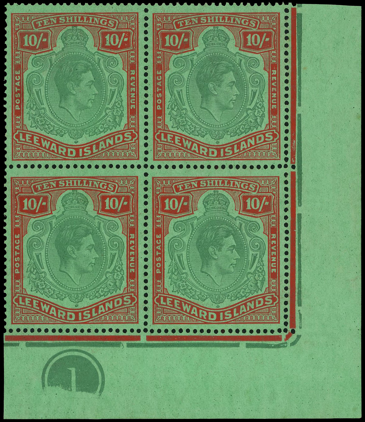 Leeward Islands SG 113b Plate block mint