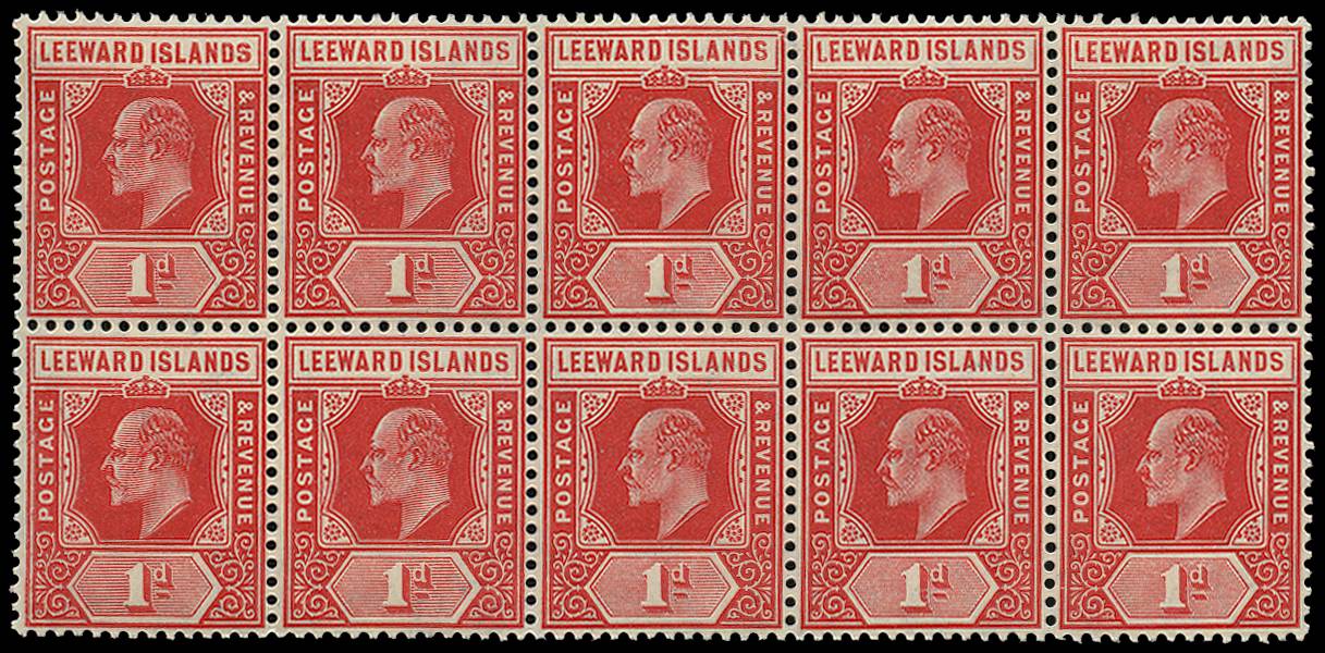 LEEWARD IS SG 38/(aa) 1907-11 1d bright red R1/3 B10 o.g.