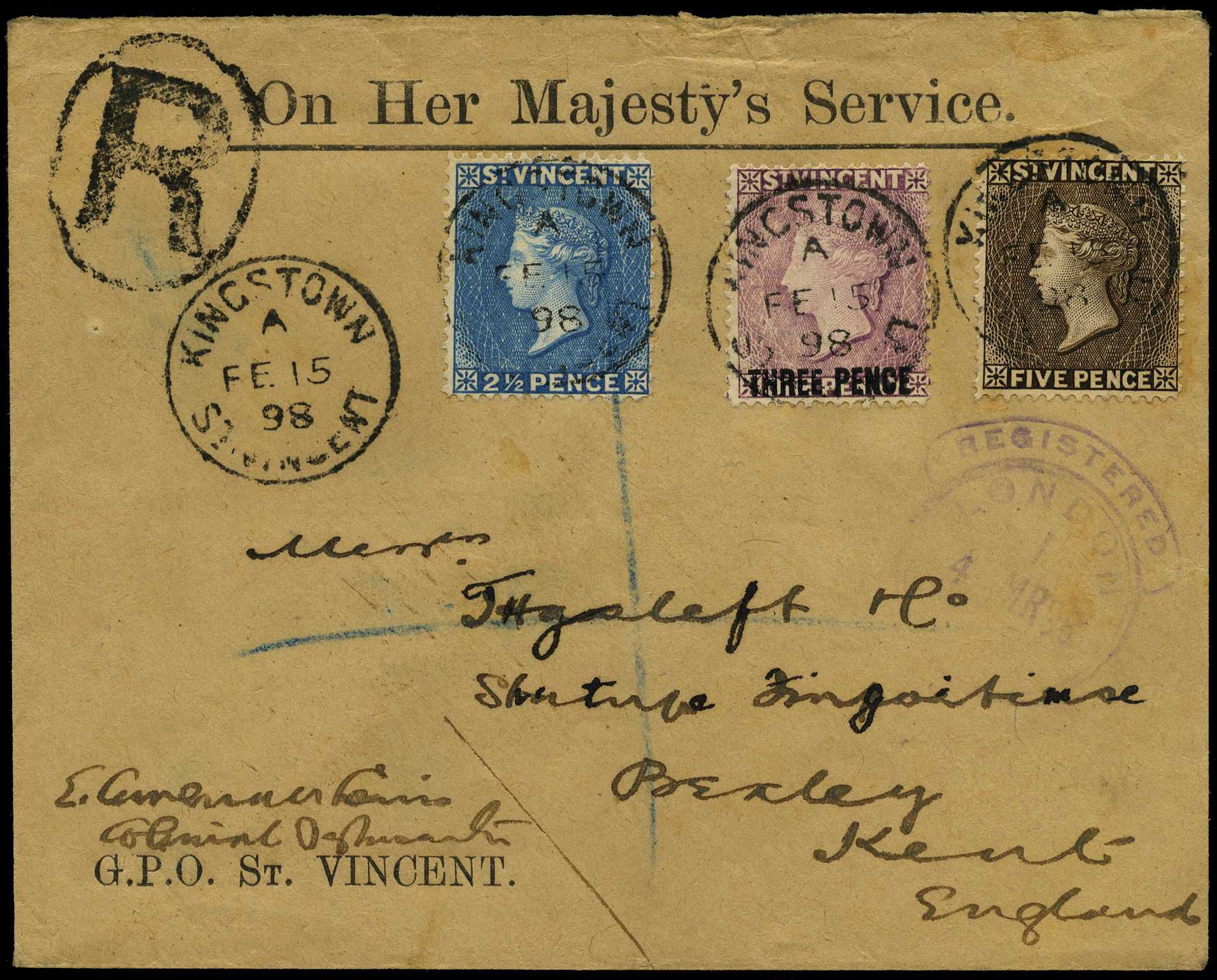 1898 O.H.M.S cover singed by the...
