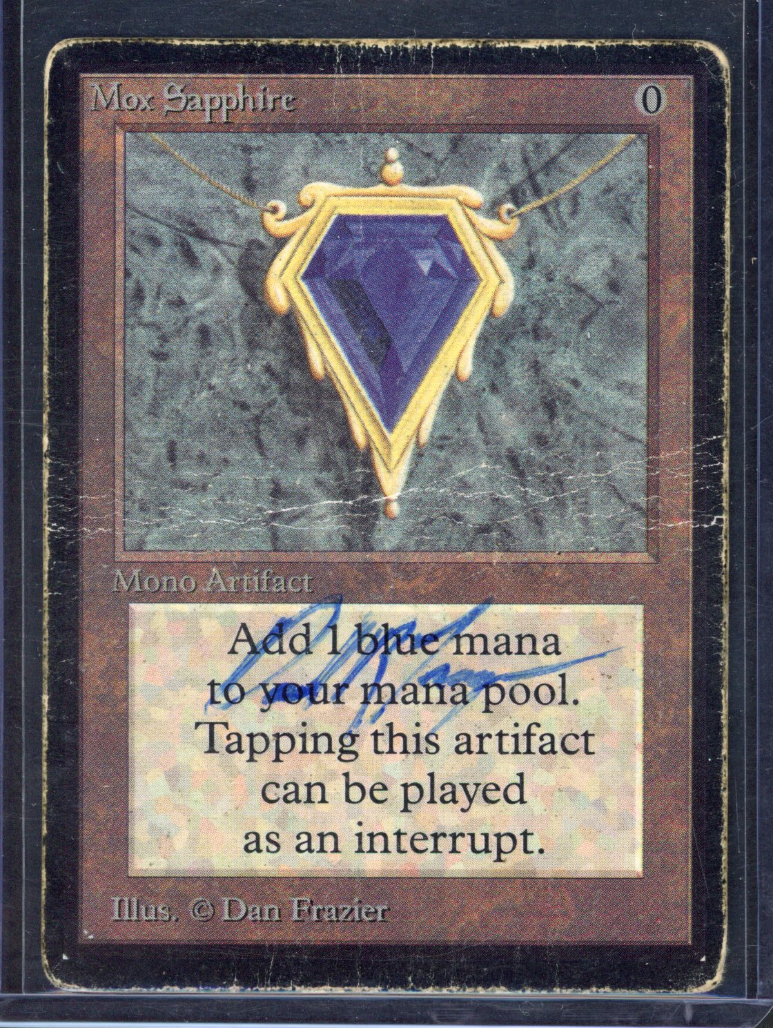 Magic The Gathering - Mox Sapphire - Beta - Signed - Poor Condition