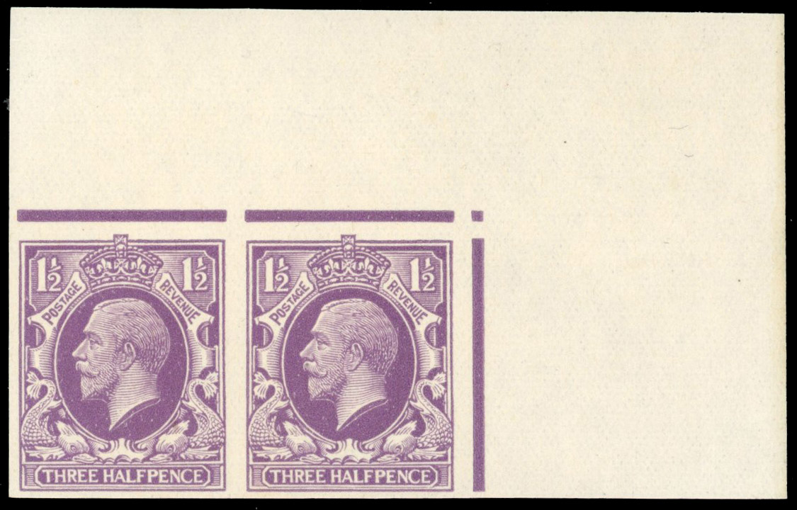 GB SG 441 1934 1½d Photogravure essay pair in dull lilac