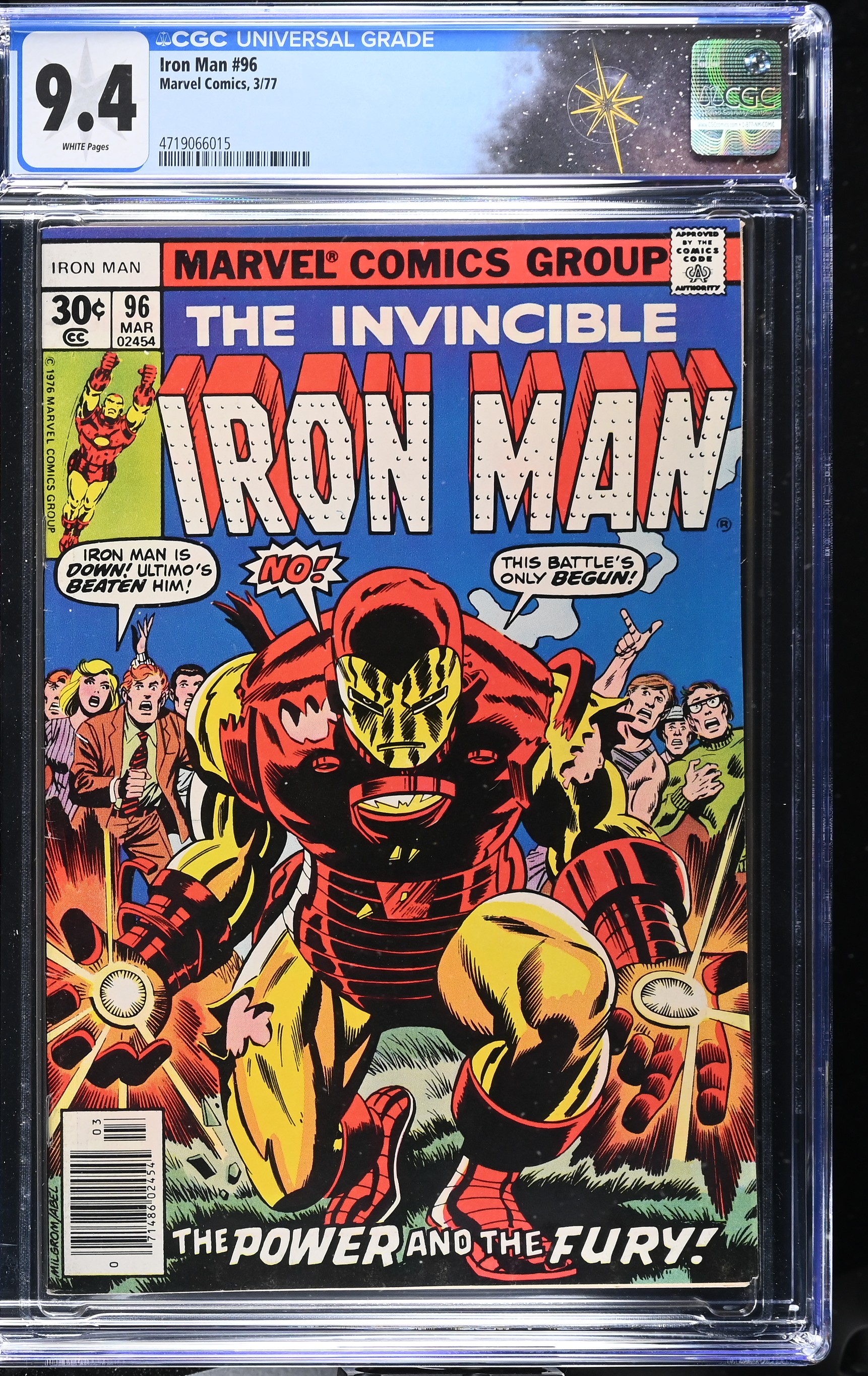 Iron Man #96 CGC 9.4 “The Power and the Fury” 1st Appearance of Guardsman II (Marvel Comics, 1977) White Pages