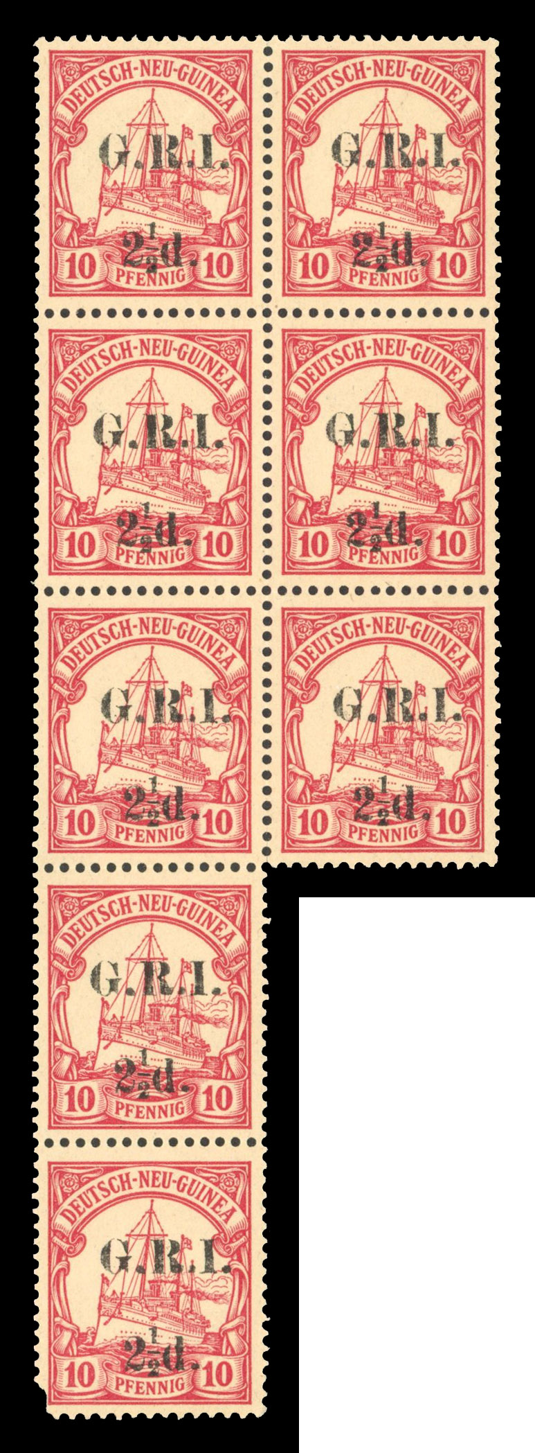New Guinea SG 20 1914 2½d 5mm spacing block mint