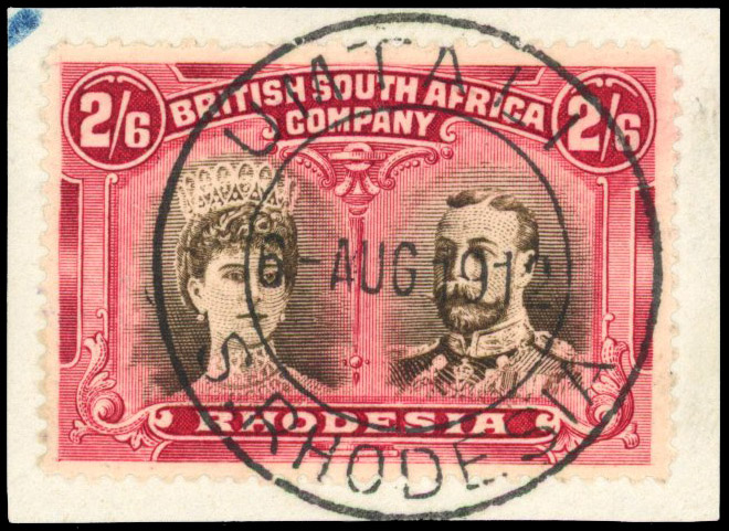 SG 156 2s6d sepia and deep crimson, used with Umtali cds