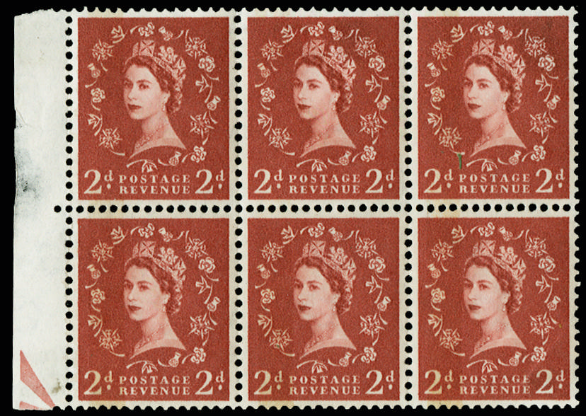 GB 1958 SG 573var 2d Dollis Hill Phosphor Trial block mint