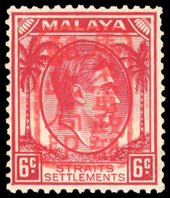 Malaya Jap Occ 6c scarlet, prepared for use but not sold to public 