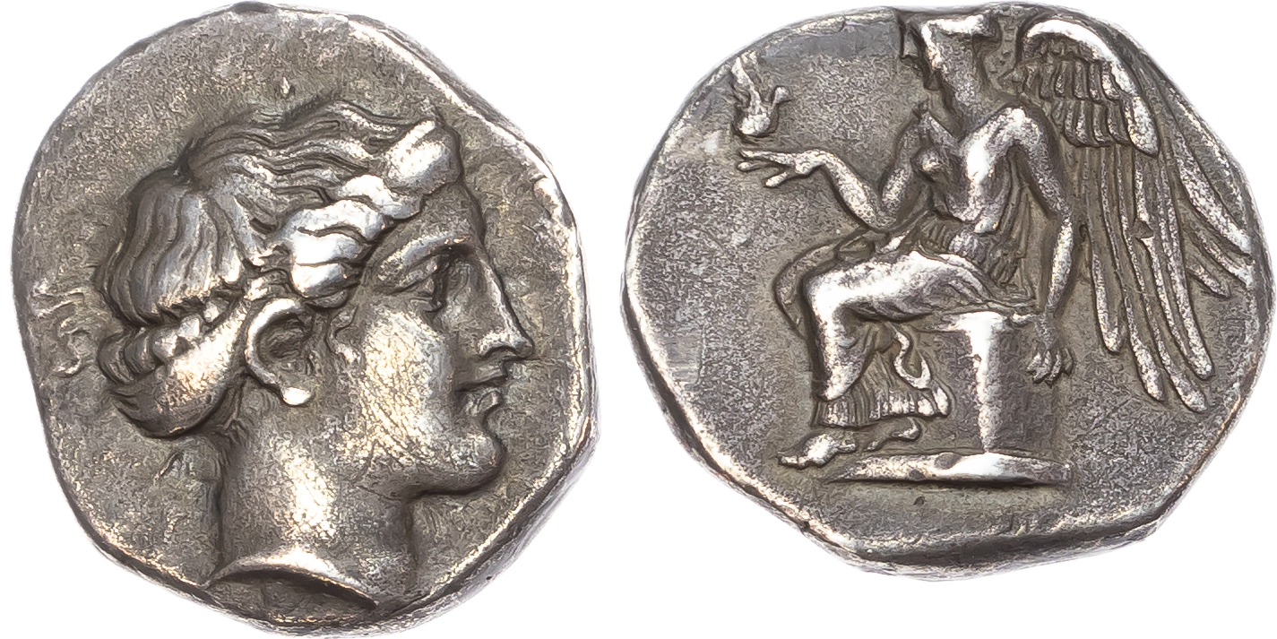 Bruttium, Terina (c. 420-400 BC) AR Nomos, signed by the engraver ‘Π’, 7.38g. 