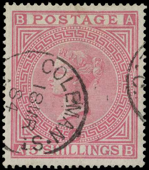 1867-83 wmk Large Anchor 5/- rose Plate 4 (AB)...