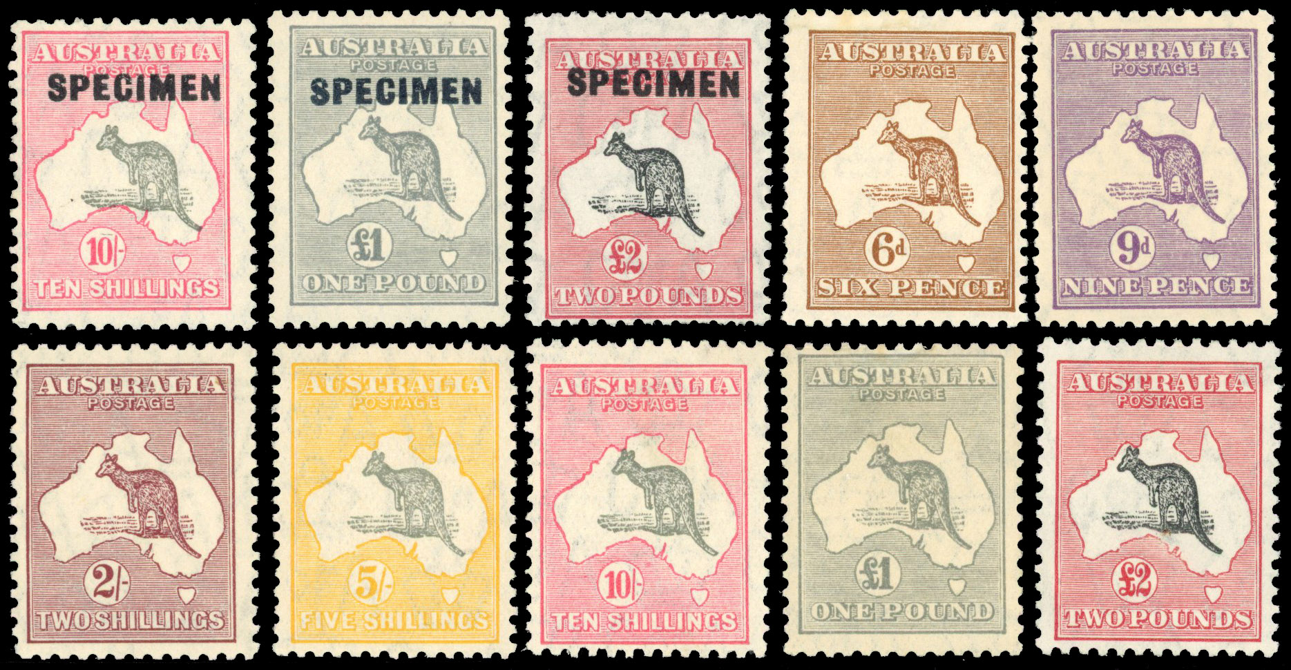 Australia SG 132-8 mint, 136s-8s Specimens 