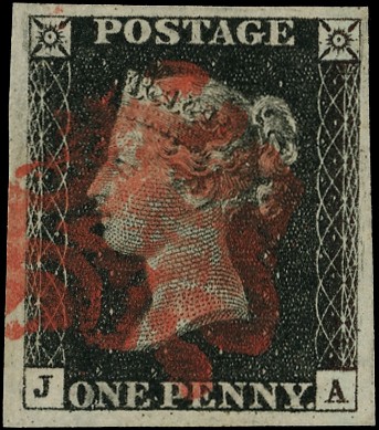 1840 1d black plate 4 (JA), four...