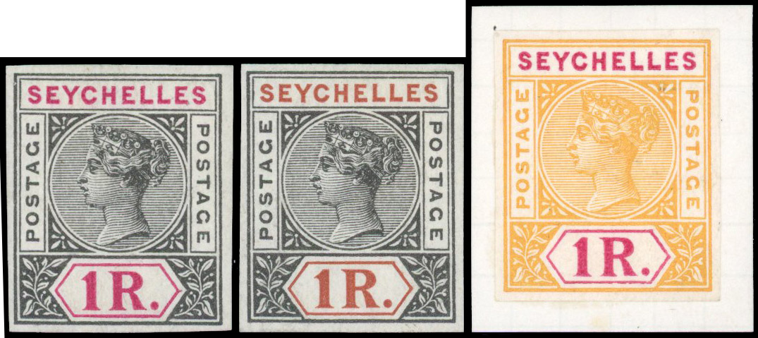 Seychelles SG 34 1r colour trials 