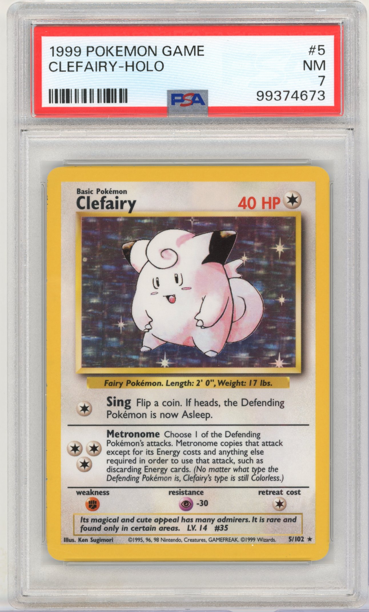PSA 7 Clefairy #5 Holo Base Set