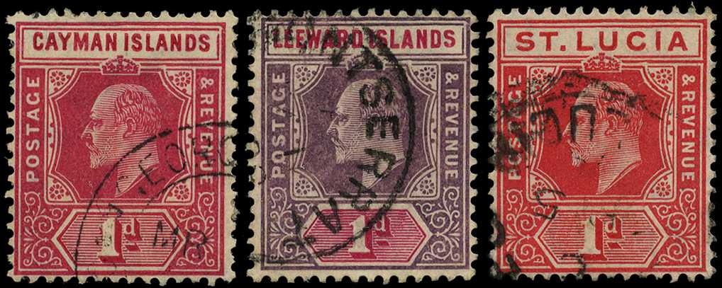 BWI Spaven flaws, used. Cayman Islands 1907...