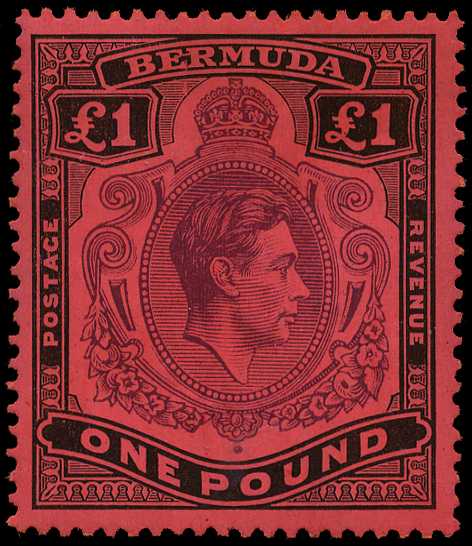 1937 £1 purple and black on red paper with...
